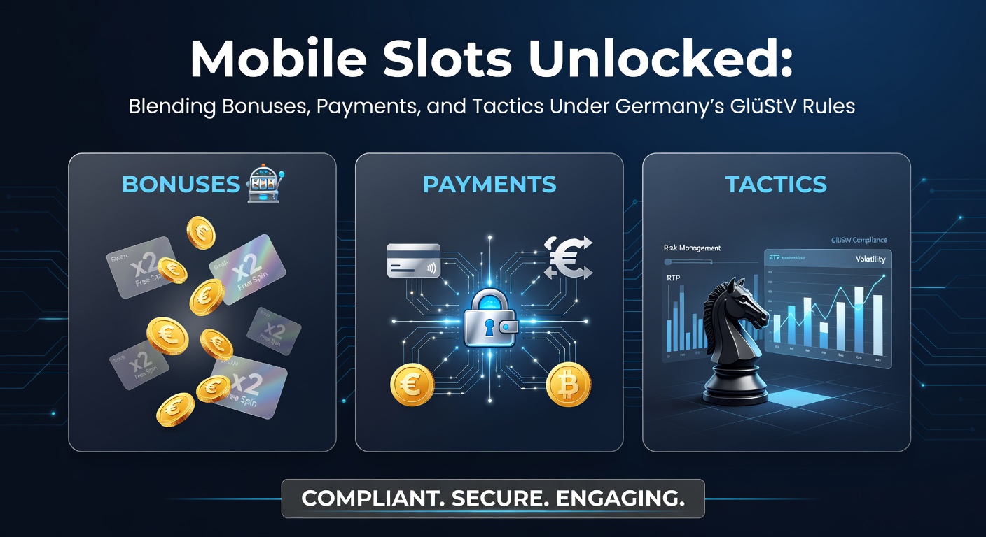 Smartphone mit farbenfrohem Mobile Slot Spiel unter GlüStV-Regeln, Boni und Zahlungsoptionen im Fokus
