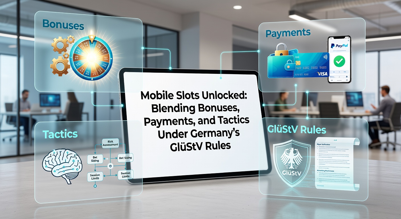 Screenshot eines Mobile Slot Bonusmenüs mit Free Spins und Zahlungsikonen unter deutschen Regulierungen